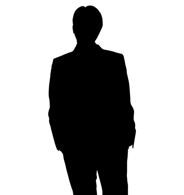 Business man standing silhouette in black and white-1