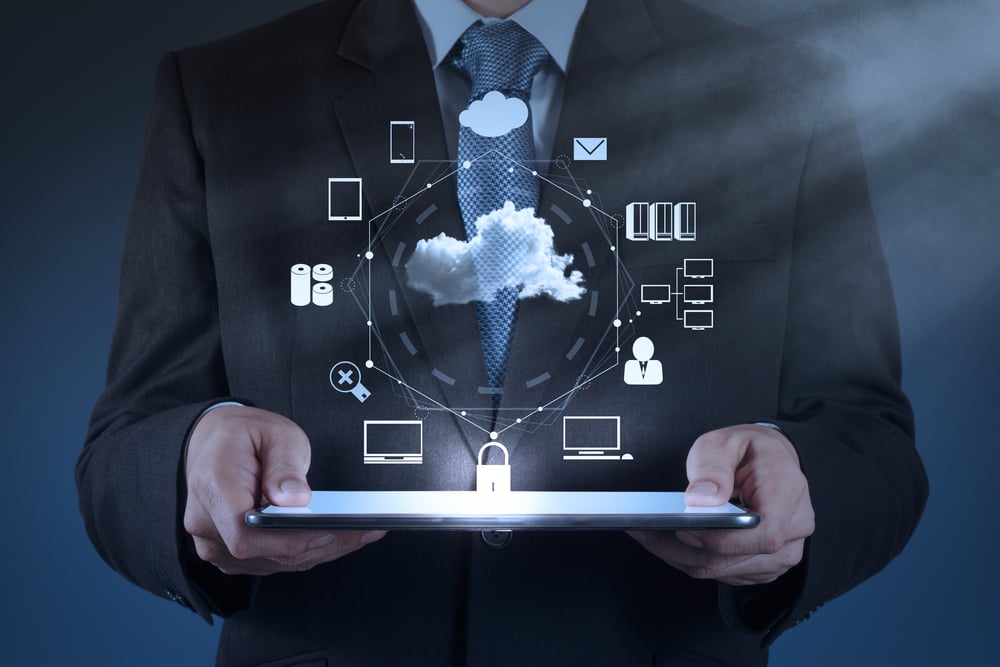 Businessman hand working with a Cloud Computing diagram on the new computer interface as concept-3-1