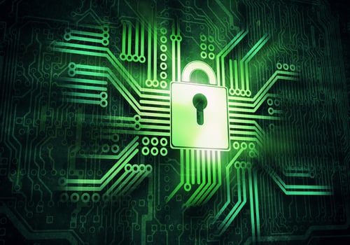 Conceptual digital image of lock on circuit background-Dec-26-2023-05-11-33-2185-AM