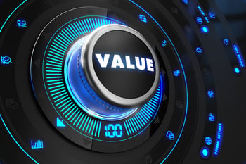 Value Controller on Black Control Console with Blue Backlight. Improvement, Regulation, Control or Management Concept.-1