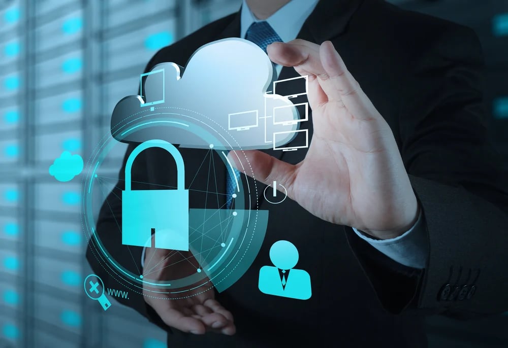 businessman hand show 3d cloud icon with padlock as Internet security online business concept-1 (1)